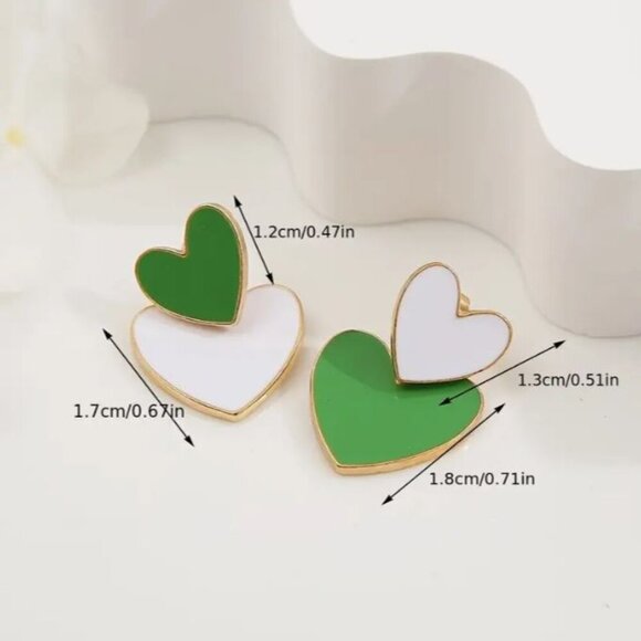 NEW Harper White Enamel Heart Two Part Stud and Drop Earrings - Picture 5 of 5